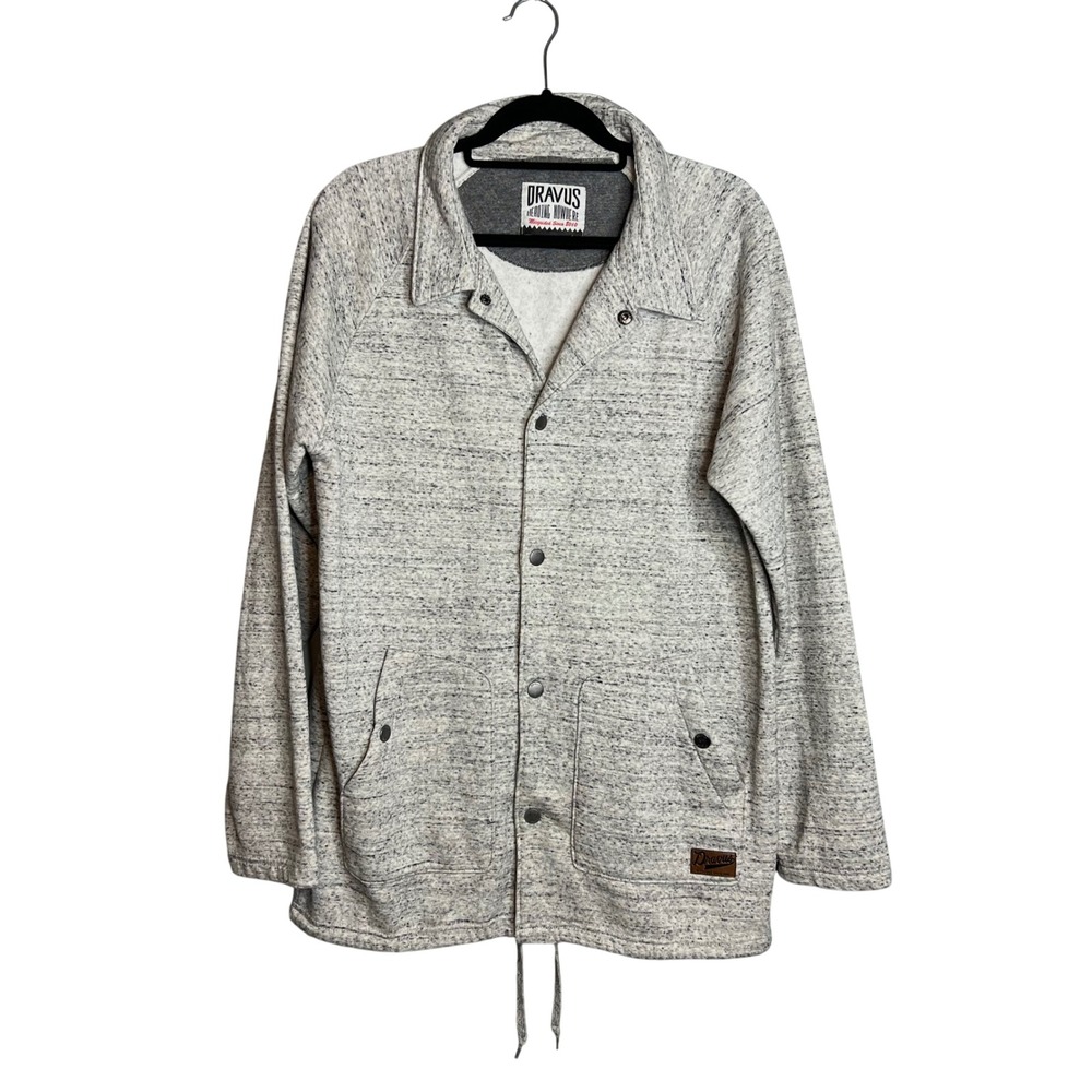 Dravus Casual Sweatshirt Jacket‎ Mens Size L Heathered Gray Snap